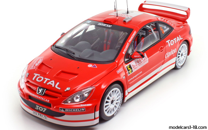 2004 - Peugeot 307 WRC Solido 1/18 - Передняя левая сторона