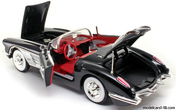 1958 Motormax 1:18 Chevrolet Corvette C1 schwarz//silber Modellauto